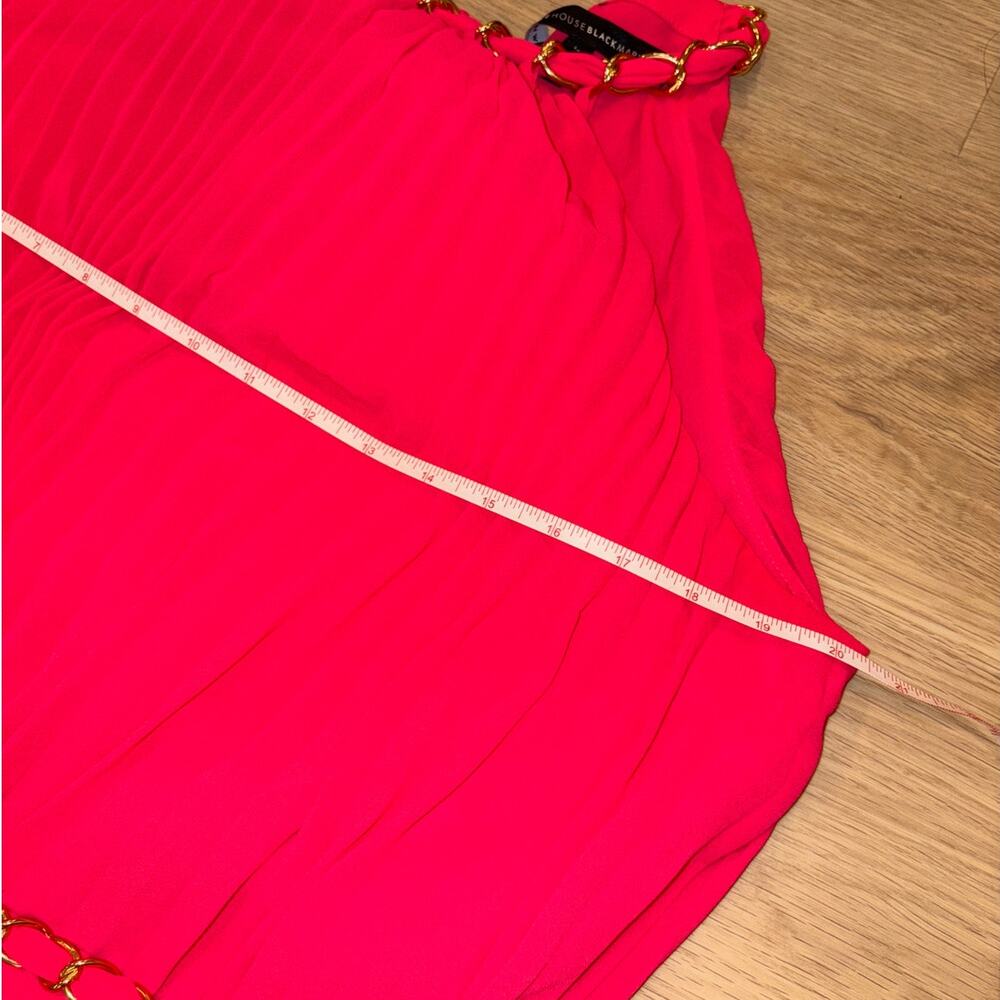 White House Black market hot pink pleated dress gold chain details womens size L - Picture 4 of 6